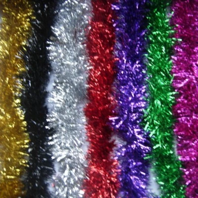 PARTYBALLOON 10 Tinsel Christmas Decoration 2mx9cm in Silver Gold Black Blue Purple