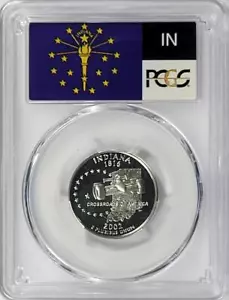 2002 - S  Silver Washington Quarter - Indiana - PCGS PR69DCAM - Flag Series - Picture 1 of 2