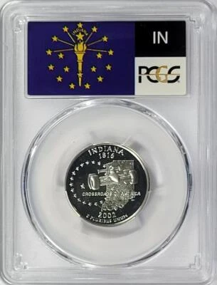2002 - S  Silver Washington Quarter - Indiana - PCGS PR69DCAM - Flag Series - Image 1 of 2