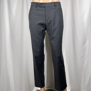 Tommy Hilfiger Men's 34WX30L Gray Blue Plaid Classic Fit Wool Blend Dress Pants - Picture 1 of 8