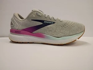 Womens Size 9 (D) WIDE Brooks Ghost 16 Shoes White/Grey Running Sneakers - Picture 1 of 8