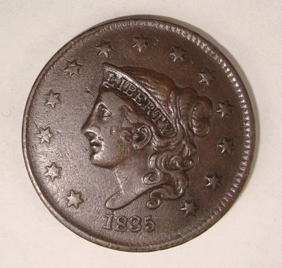 1835 Head of 1836 Coronet Head Copper Large Cent XF - Image 1 of 3