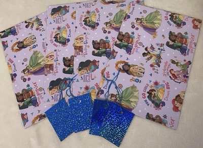 4 Sheets & 4 Gift Tags Wrapping Paper Disney Princess Birthday Christmas #15 - Image 1 of 3