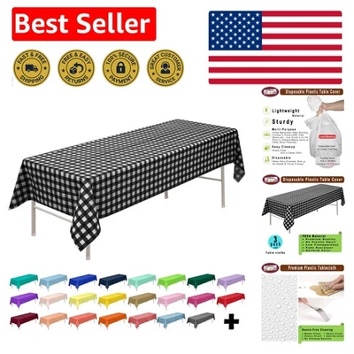 Disposable Black & White Gingham Table Covers - Perfect for Any Occasion - Image 1 of 4