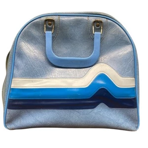 Bowlingtasche Vintage 70er Retro blau gestreift Groovy - Bild 1 von 8