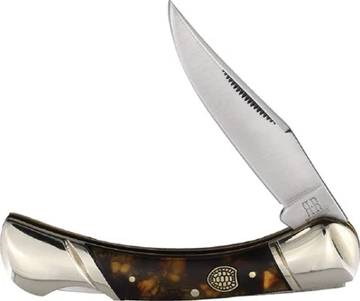 Rough Ryder 3-1/2" Lockback Pocket Knife - Imitation Tortoise Shell Handles NEW - Image 1 of 2
