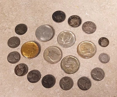 Silver Coin Lot 65-69 Half Dollars, Pre 64 dimes,quarters & War nickels - Image 1 of 2