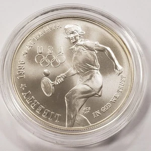 1996-D $1 Olympic Tennis Commemorative Silver Dollar Uncirculated BU - F9985 - Picture 1 of 4