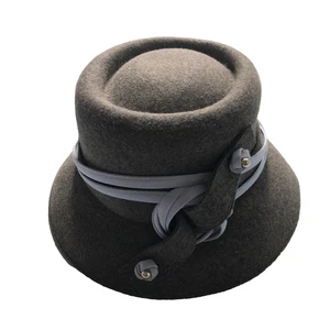 Cappello vintage Graham Smith London grigio lana feltro orlo nodo nastro dettaglio lusso - Foto 1 di 7