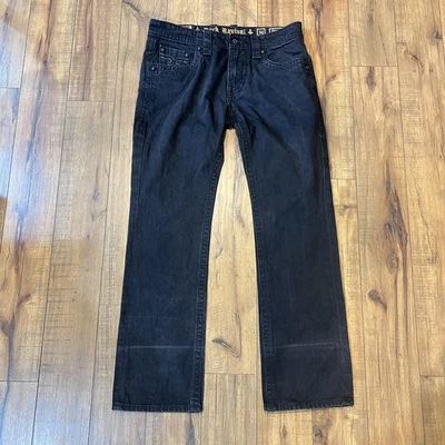 Pantalones de mezclilla Rock Revival STEVEN negros pierna recta para hombre 34x34 *LEER DESCRIPCIÓN Foto 1 de 4