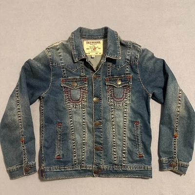 Jaqueta jeans True Religion Jimmy Super manga longa azul masculina tamanho grande - Imagem 1 de 4