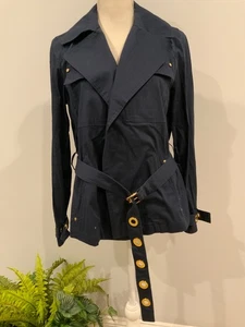 MICHAEL KORS Womens Size Small Blue Collared Pockets Belted Short Jacket - Picture 1 of 5