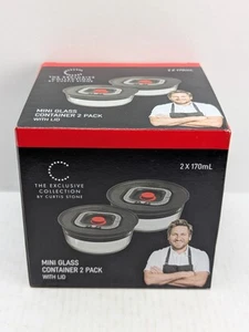 Curtis Stone Collection Mini Glass Container 2 Pack With Lid 170ml Brand New - Picture 1 of 6