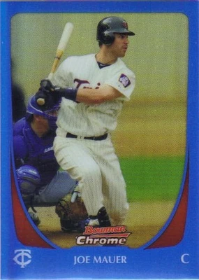 Bowman Chrome Joe Mauer #26 True Blue Refractor SN 50/150 2011 Twins Salón de la fama Foto 1 de 2