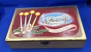 Vintage Antique Stollwerck Wooden Candy Box Nice Graphics - Picture 1 of 17