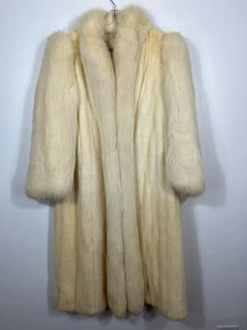 Abrigo de piel clásico MINK mangas de piel de zorro ribete blanco para mujer grande 47" de largo - Imagen 1 de 5
