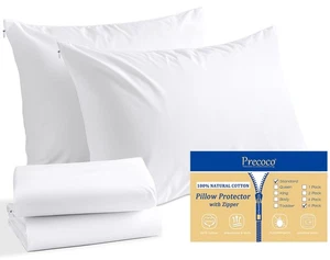 Cotton Pillow Cases Standard Size Set of 6, White Pillow Protectors with Hidd... - Bild 1 von 8