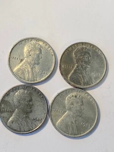 LOT OF FOUR 1943 WHEAT STEEL PENNIES - Picture 1 of 2