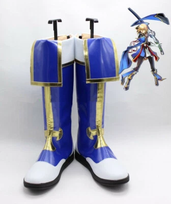 BLAZBLUE Noel Vermillion bule oro blanco Cosplay Botas Zapatos Zapato Bota # Foto 1 de 4