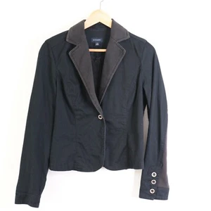 Witchery Womens Blazer Jacket Size 8 Two Tone Blue Black Cotton + Jersey - Picture 1 of 11