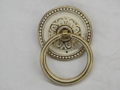 NOS Vintage Kingsley Brass # 4619 IB Ivory & Brass 2 1/4" Drop Ring Drawer Pull - Image 1 of 4