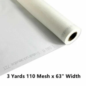 3 Yards x 63" Width 110 Mesh Plain White Silk Screen Silkscreen Printing Fabric - Picture 1 of 4