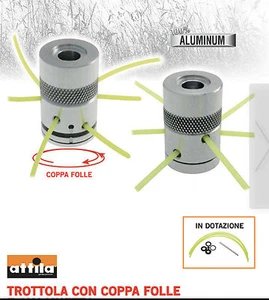 TESTINA FILO ROTANTE PROFESSIONALE DECESPUGLIATORE ALLUMINIO CON COPPA FOLLE - Foto 1 di 1