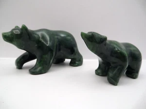 Vintage Malachite Bear Sculpture Pair Numbered 5136 & 5137 Signed JWL 408g - Picture 1 of 21
