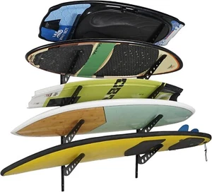 XUXIAKE Surfboard Wall Mount Racks, Adjustable 5 Surf Boards Wall Hangers for Su - Picture 1 of 6
