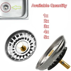 Kitchen Sink Strainer Replacement Waste Stainless Steel Basin Drainer Premium - Picture 1 of 6