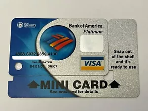 Bank of America Mini Visa Kreditkarte▪️2007 Exp▪️Unsigniert▪️USA▪️Nur Sammlerstück - Bild 1 von 2