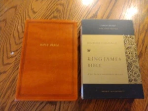 KJV Wide-Margin Reference Bible Sovereign Collection Leathersoft Brown Red lette - Imagen 1 de 14