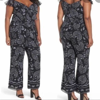 Tahari by Arthur S. Levine Paisley Cold Shoulder Jumpsuit 12 - Image 1 of 4