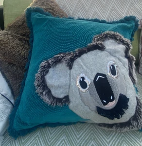 Abigail Ahern Koala Bear Cushion Teal with a Duck Feather Insert - Picture 1 of 12