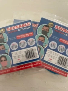 Reusable Face Masks, Pack Of 3. Comfortable, breathable & stretchable material. - Picture 1 of 2