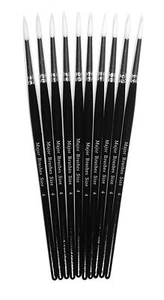 PACK 10 SIZE 4 WHITE SYNTHETIC SABLE ROUND ARTIST ACRYLIC CRAFT PAINT BRUSHES - Picture 1 of 2