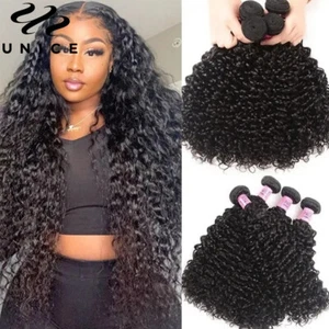 UNice Afro Kinky Curly Bundles Brazilian Virgin Human Hair Extensions Weave Weft - Picture 1 of 12