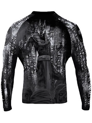 Raven Fightwear Men's The Egyptian God Anubis BJJ Rash Guard Long Sleeve MMA Bla - Image 1 of 3