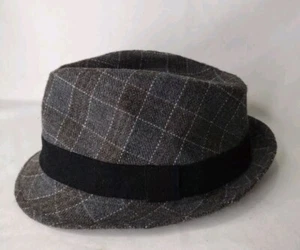 Gray Plaid Trilby / Fedora Hat Excellent Condition Toffee Apple cosplay - Picture 1 of 10