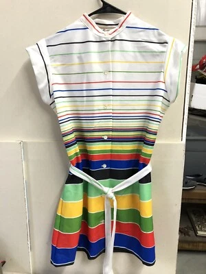 VTG NOS W/ TAGS STOCKTON OF DALLAS COLORFUL STRIPED SHIRT WITH BELT SZ 10 - Image 1 of 4
