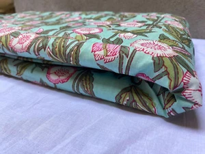 10 Yard Rajasthni Block Floral Cotton Fabric Natural Dress Sewing Crafts USA11 - Picture 1 of 7