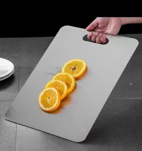 Stainless Steel Kitchen Double-Sided Cutting Board with Anti Slip Base Silver - Picture 1 of 12