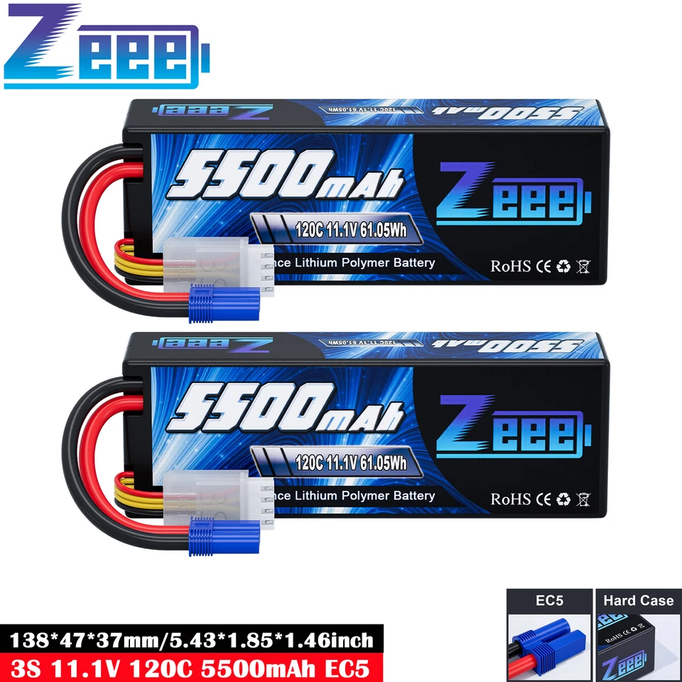2X Zeee 11,1V 3S 5500mAh LiPo Akku Batterie EC5 120C für RC Flugzeug Auto Boot - Bild 1 von 4