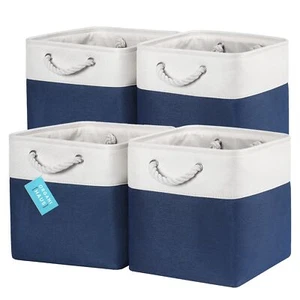 12x12 Cube Storage Bins Set Of 4 Fabric Cube Baskets For Storage Shelves Foldabl - Picture 1 of 6