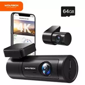 WOLFBOX Dash Cam Front and Rear 4K with GPS WiFi UHD 2160P/1600P WITH 64G Card - Picture 1 of 7