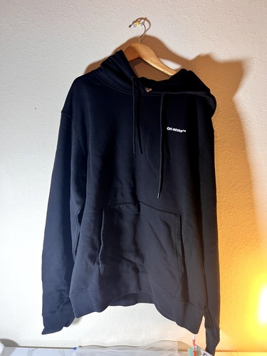 OFF WHITE Wave Outl Felpa con Cappuccio Slim Diagonale Nero Bianco XXL