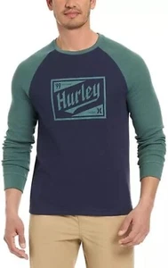 Neu mit Etikett Hurley langärmliges Herren-Thermohemd Raglan Logo Rundhalsausschnitt - Bild 1 von 19
