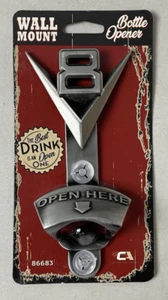 Wall Mount Bottle Opener V-8 Design V8 Great For Your Garage or Man Cave New - Picture 1 of 4