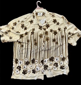 Vintage Joey Richi Herren 2XL XXL Hawaiihemd hellbraun kurzarm Seide Resort Dad - Bild 1 von 9