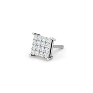 1Ct Round Cut White Moissanite Men's Stud Earrings 14K White Gold Plated - Picture 1 of 3